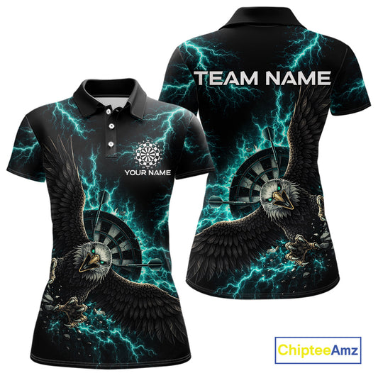 Thunder Teal Eagle Cracked Dartboard Dart Polo Shirts For Women Custom Team Name For Darters NYN2699