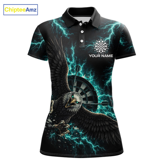 Thunder Teal Eagle Cracked Dartboard Dart Polo Shirts For Women Custom Team Name For Darters NYN2699