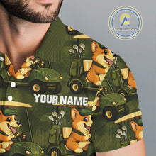 Load image into Gallery viewer, Funny Mens Golf Polo Shirt Custom Brown And Green Golfing Dog Pattern Golf Clothing Shirts NYN2872