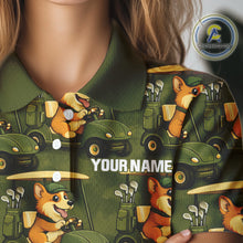 Load image into Gallery viewer, Funny Women Golf Polo Shirt Custom Brown And Green Golfing Dog Pattern Golf Clothing Shirts NYN2872