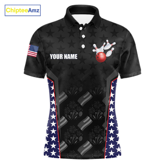 Personalized American Flag Eagle Bowling Shirts For Men Patriotic Bowling Pins And Ball Team Jersey NYN3074