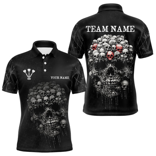 Personalized Skull Black Custom Darts Shirt Polo & 1/4 Zip For Men, Dart Team Shirts NYN0002