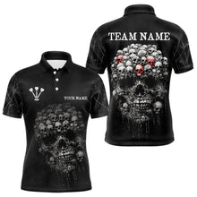 Load image into Gallery viewer, Personalized Skull Black Custom Darts Shirt Polo &amp; 1/4 Zip For Men, Dart Team Shirts NYN0002