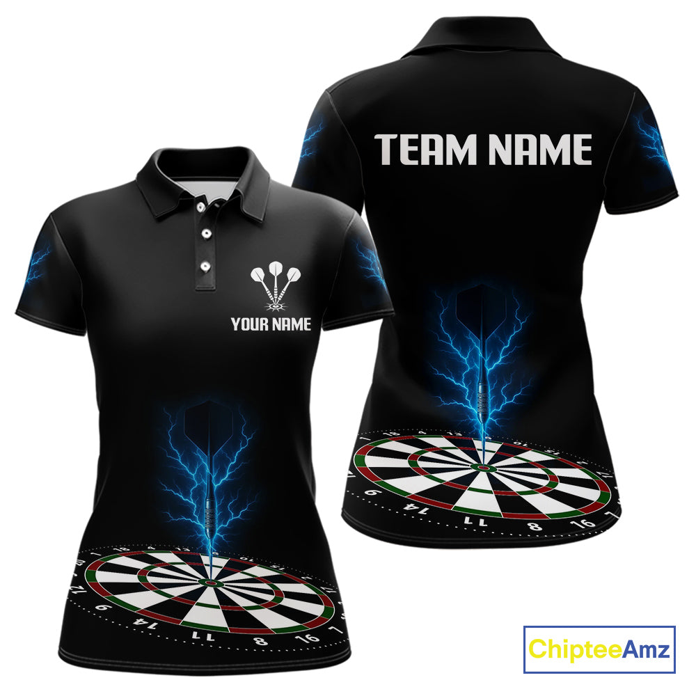 Women’s Darts Team Shirt Colorful Dartboard With Navy Thunder Lightning Dart Arrow NYN0301