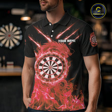Load image into Gallery viewer, Custom Lightning Dragon Red Flames Dartboard Dart Men Polo Jerseys Dart Team Shirt NYN1702