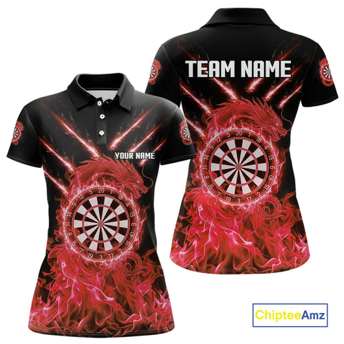 Custom Lightning Dragon Red Flames Dartboard Dart Women Polo Jerseys Dart Team Shirt NYN1702