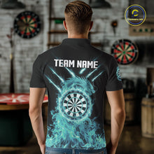 Load image into Gallery viewer, Custom Lightning Dragon Turquoise Flames Dartboard Dart Men Polo Jerseys Dart Team Shirt NYN1705