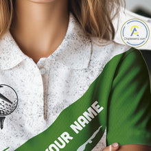 Load image into Gallery viewer, Funny Pickle Womens Golf Polo Team Shirt Custom Green And White Grunge Clothing Golf Tops NYN3261