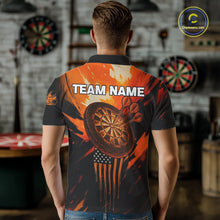 Load image into Gallery viewer, Custom Orange Grunge Skull Dartboard Patriotic Dart Men Polo Jerseys US Flag Dart Shirt NYN1713