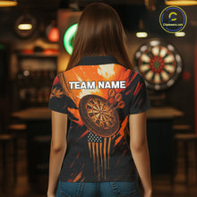 Load image into Gallery viewer, Custom Orange Grunge Skull Dartboard Patriotic Dart Women Polo Jerseys US Flag Dart Shirt NYN1713
