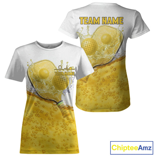 Custom Beer And Water Pickleball Paddle & Ball Jerseys Women Funny Pickleball League Shirt NYN2224