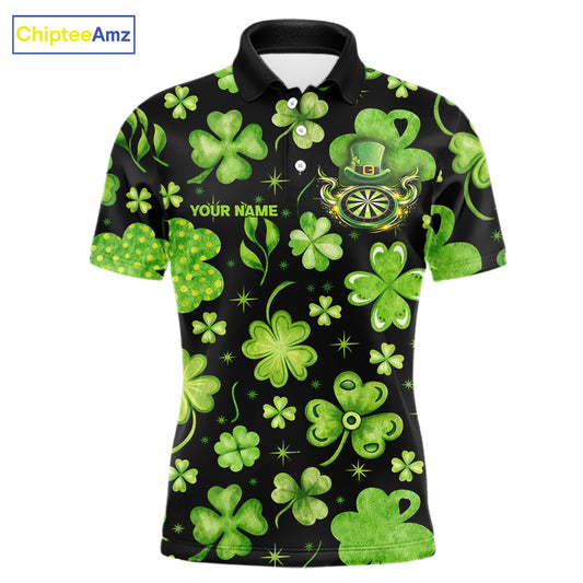 Funny Eagle Dartboard Shamrock Men Darts Polo Shirt Custom St Patrick's Day Darts Team Jersey NYN2531