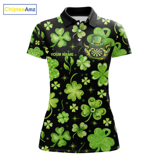 Funny Eagle Dartboard Shamrock Women Darts Polo Shirt Custom St Patrick's Day Darts Team Jersey NYN2531
