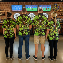 Load image into Gallery viewer, Funny Eagle Dartboard Shamrock Men Darts Quarter-Zip Shirt Custom St Patrick's Day Darts Team Jersey NYN2531