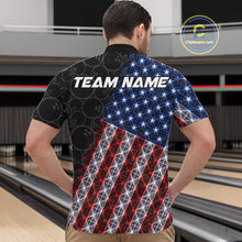 Load image into Gallery viewer, Lightning American Flag Black Bowling Shirts For Men Custom Patriotic Team Bowling Jersey NYN3272