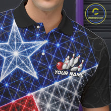 Load image into Gallery viewer, Lightning Texas Flag Black Bowling Shirts For Men Custom Patriotic Team Bowling Jersey NYN3273