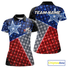 Load image into Gallery viewer, Lightning Texas Flag Black Bowling Shirts For Women Custom Patriotic Team Bowling Jersey NYN3273