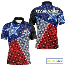 Load image into Gallery viewer, Lightning Texas Flag Black Bowling Shirts For Men Custom Patriotic Team Bowling Jersey NYN3273