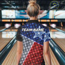 Load image into Gallery viewer, Lightning Texas Flag Black Bowling Shirts For Women Custom Patriotic Team Bowling Jersey NYN3273