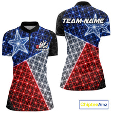 Load image into Gallery viewer, Lightning Texas Flag Black Bowling Shirts For Women Custom Patriotic Team Bowling Jersey NYN3273