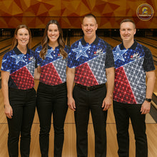 Load image into Gallery viewer, Lightning Texas Flag Black Bowling Shirts For Women Custom Patriotic Team Bowling Jersey NYN3273