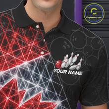 Load image into Gallery viewer, Lightning Canada Flag Black Bowling Shirts For Men Custom Patriotic Team Bowling Jersey NYN3274