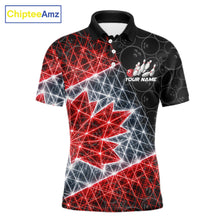 Load image into Gallery viewer, Lightning Canada Flag Black Bowling Shirts For Men Custom Patriotic Team Bowling Jersey NYN3274
