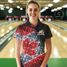 Load image into Gallery viewer, Lightning Canada Flag Black Bowling Shirts For Women Custom Patriotic Team Bowling Jersey NYN3274