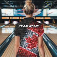 Load image into Gallery viewer, Lightning Canada Flag Black Bowling Shirts For Women Custom Patriotic Team Bowling Jersey NYN3274