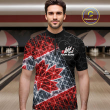 Load image into Gallery viewer, Lightning Canada Flag Black Bowling Shirts For Men Custom Patriotic Team Bowling Jersey NYN3274