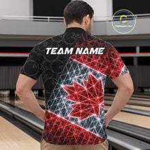 Load image into Gallery viewer, Lightning Canada Flag Black Bowling Shirts For Men Custom Patriotic Team Bowling Jersey NYN3274