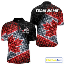 Load image into Gallery viewer, Lightning Canada Flag Black Bowling Shirts For Men Custom Patriotic Team Bowling Jersey NYN3274