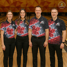 Load image into Gallery viewer, Lightning Canada Flag Black Bowling Shirts For Women Custom Patriotic Team Bowling Jersey NYN3274