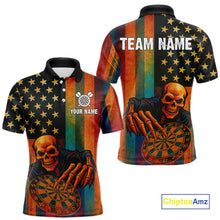 Load image into Gallery viewer, Custom Grunge Colorful US Flag Grim Reaper Dart Men Polo Jerseys Patriotic Dart Gifts NYN1722