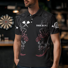 Load image into Gallery viewer, Personalized Skull Black Grunge Polo &amp; 1/4 Zip Darts Shirt For Men, Dart Team Jerseys NYN0005