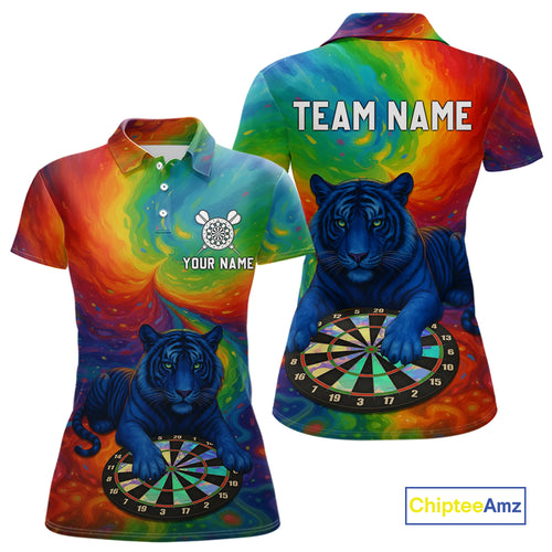 Custom Colorful Dartboard Funny Tiger Dart Women Polo Jerseys Outfits Rainbow Dart Shirts NYN1731