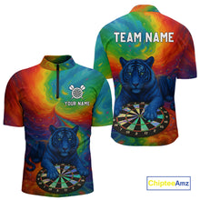 Load image into Gallery viewer, Custom Colorful Dartboard Funny Tiger Dart Men Quarter-Zip Jerseys Outfits Rainbow Dart Shirts NYN1731