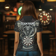 Load image into Gallery viewer, Personalized Grey Skull Dragon Polo &amp; Quarter-Zip Dart Shirts For Women, Custom Dart Jerseys NYN0012