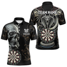 Load image into Gallery viewer, Personalized Grey Skull Dragon Polo &amp; Quarter-Zip Dart Shirts For Men, Custom Dart Jerseys NYN0012