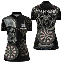 Load image into Gallery viewer, Personalized Grey Skull Dragon Polo &amp; Quarter-Zip Dart Shirts For Women, Custom Dart Jerseys NYN0012