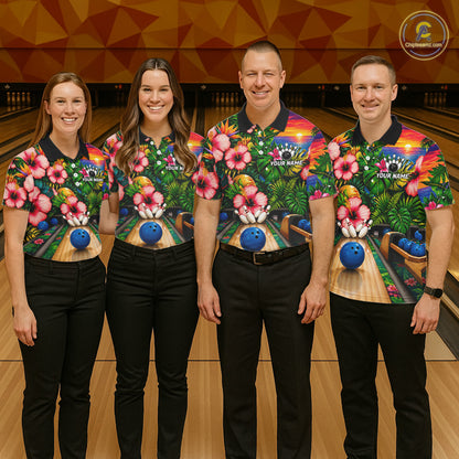 Monstera Pattern Funny Men Bowling Shirt Custom Summer Tropical Youth Bowling Shirts NYN3278