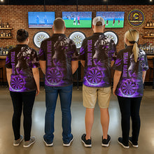 Load image into Gallery viewer, Purple Horror Tiger Fire Flame Dartboard Custom Men Darts Quarter-Zip League Shirts Dart Jerseys NYN2247