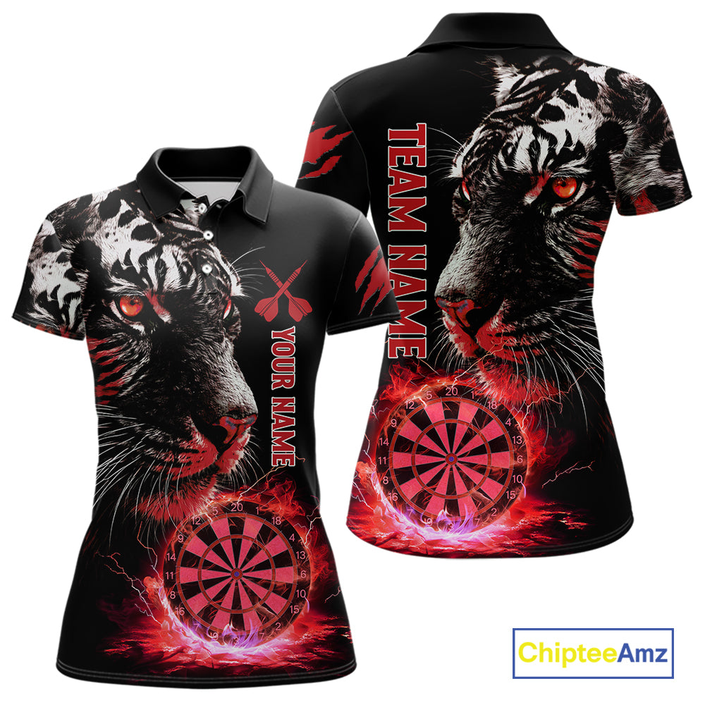 Red Horror Tiger Fire Flame Dartboard Custom Women Darts Polo League Shirts Dart Jerseys NYN2248