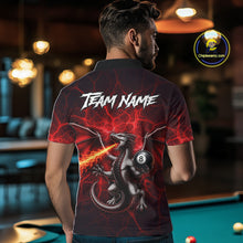 Load image into Gallery viewer, Custom Red Flaming Dragon 8 Ball Billiard Polo Shirts For Men, Dragon Billiard Tournament Team Shirt NYN3289