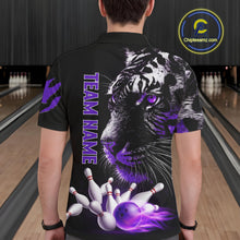 Load image into Gallery viewer, Personalized Horror Tiger Bowling Shirts For Men Purple Flaming Tiger Team Bowling Jerseys NYN3131