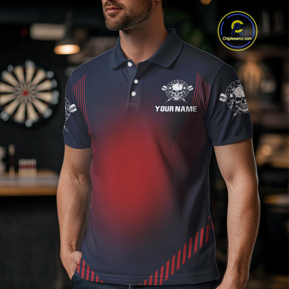 Dark Crow And Skull Dart Team Shirt For Men - Name Personalization Darts Jersey NYN0347