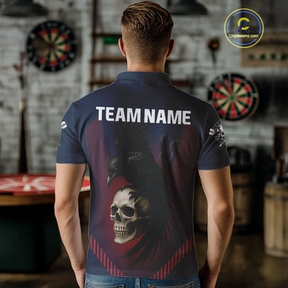 Dark Crow And Skull Dart Team Shirt For Men - Name Personalization Darts Jersey NYN0347