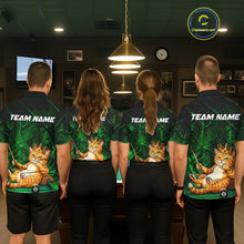Load image into Gallery viewer, Funny Cat Crown 8 Ball Pool Billiard Shirts For Women Custom Green Grunge Billiard Polo &amp; 1/4-Zip Jersey NYN3314