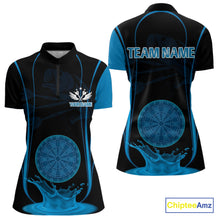 Load image into Gallery viewer, Azure Water Lightning Dartboard &amp; Fish Darts Shirt For Women - Custom Name &amp; Team NYN0617