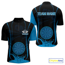 Load image into Gallery viewer, Azure Water Lightning Dartboard &amp; Fish Darts Shirt For Men - Custom Name &amp; Team NYN0617
